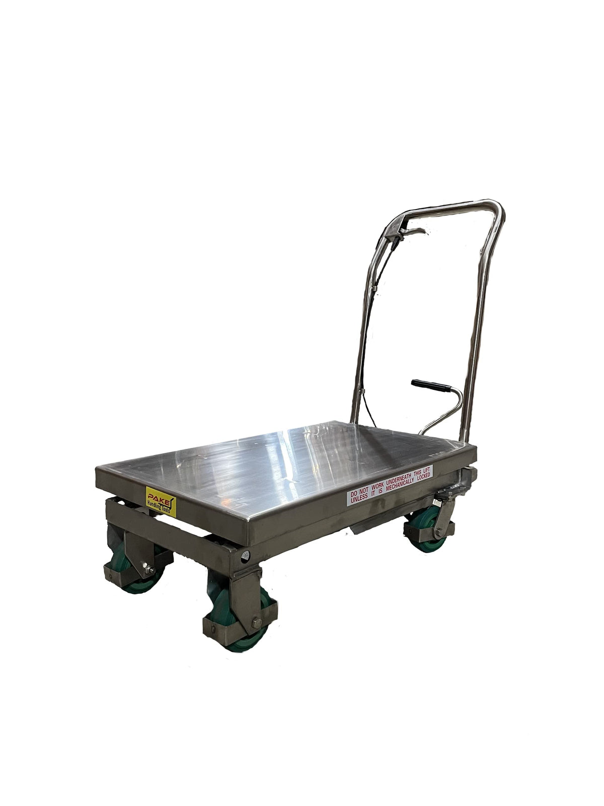 Pake Handling Tools - Stainless Scissor Lift Table, 550 lb. Cap, 32.5" x 19.75" Platform