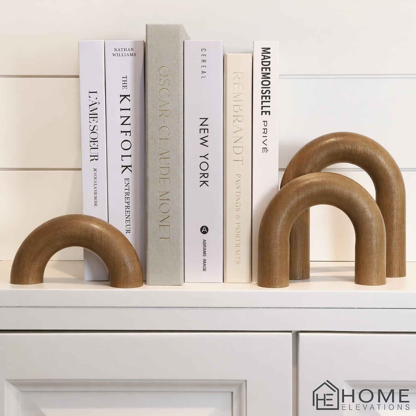 Product Elevations Wooden Arch Decor Set of 3 - Shelf Decor Aesthetic for Coffee Tables, Consoles, Bookcases, & Entryways - Scandinavian & Japandi Home Decor Accents - Wood Decorative Objects