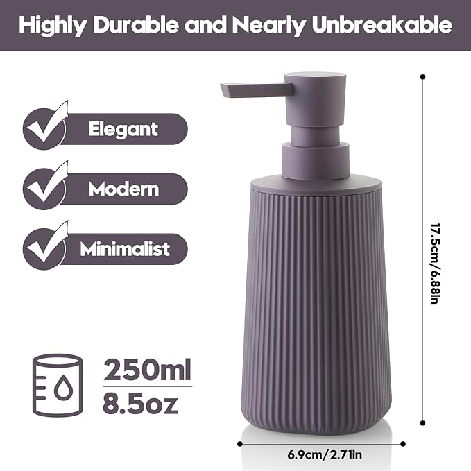 Small Soap Dispenser for Bathroom and Kitchen, Modern Farmhouse Striped Style