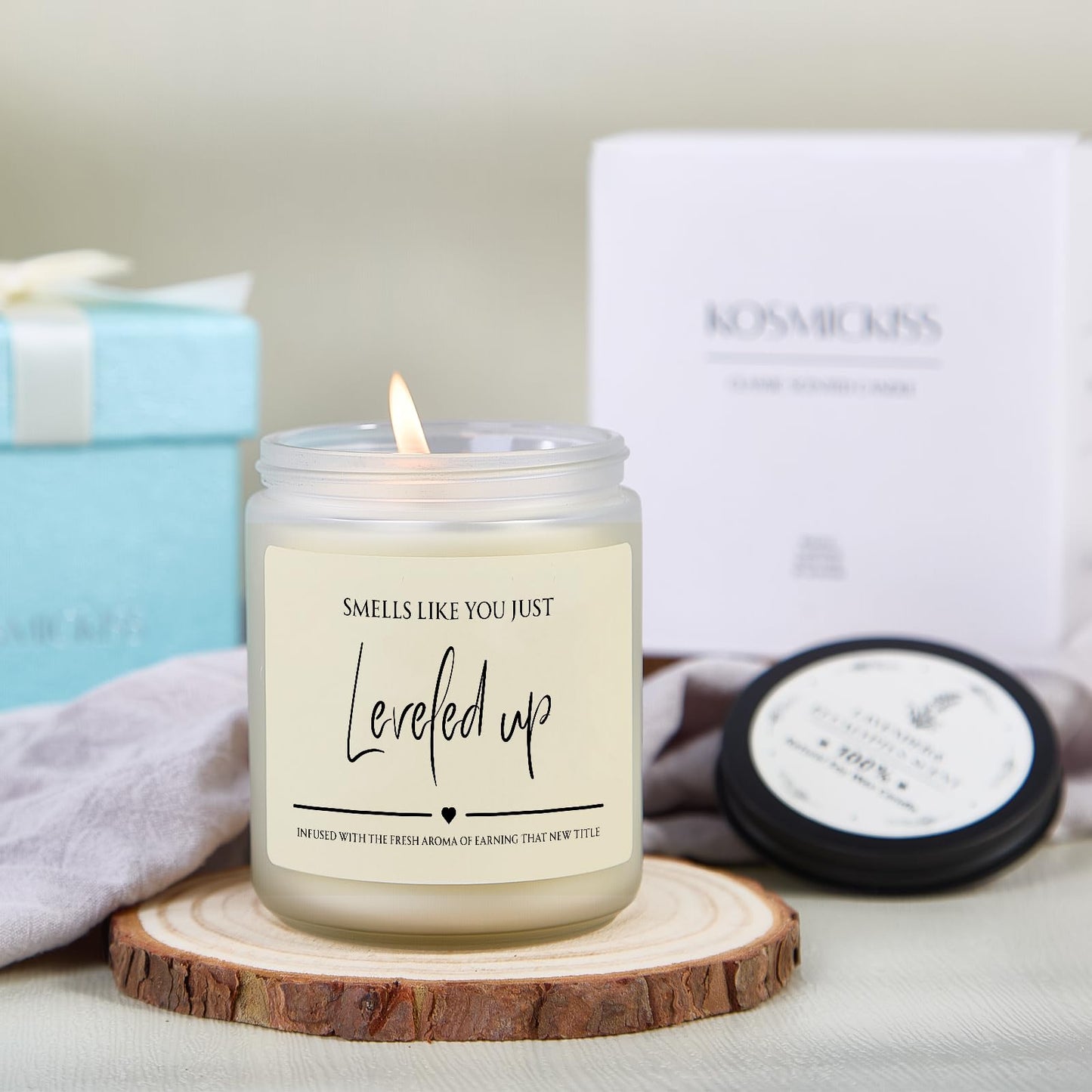 Kosmickiss Promotion Gifts for Women Men, New Job Gift, Congratulations Gifts for Women, Coworker, Boss, Friend, Handmade Funny Candle Gift Ideas