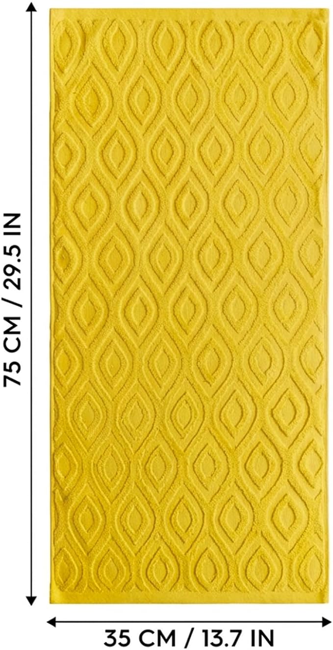 Artoid Mode 2 Pcs Yellow 3D Diamond Grid Jacquard Hand Towels