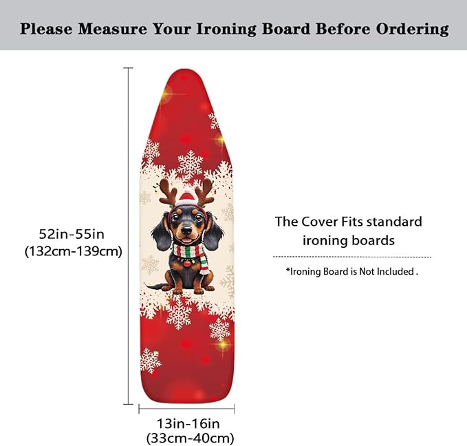 Christmas Theme Household Iron Board Covers Dachshund Snowflake Print Ironing