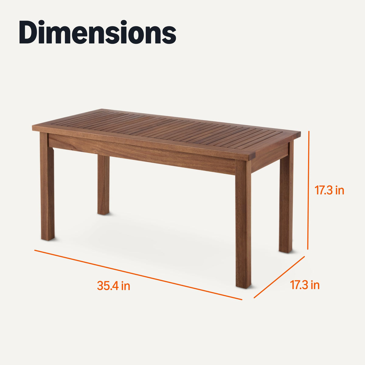 Amazon Basics Patio Coffee Table, FSC-Certified Wood, 35"