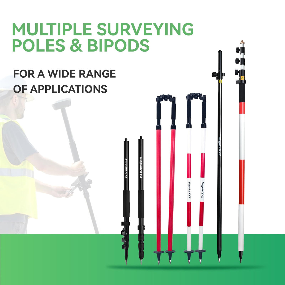SingularXYZ Aluminum GPS Rover Rod Telescopic Survey Pole for Land Surveying & Engineering – RTK GPS/GNSS Accessory for Surveying and Measuring Poles(5.91ft/1.8m)