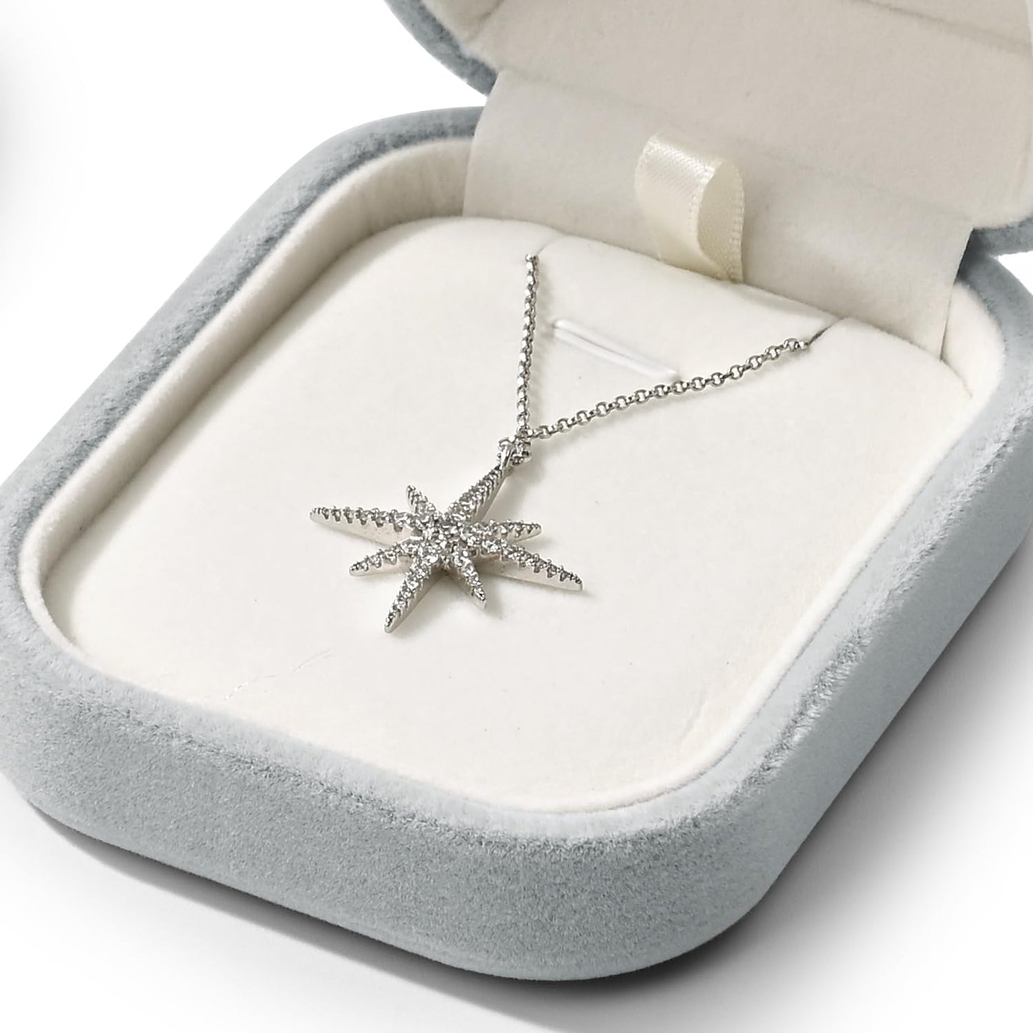 Papten Velvet Necklace Box Necklace Gift Box Jewelry Gifts Box Pendant Necklace Case For Birthday, Wedding, Mother's Day,Valentine's Day Gift (Gray)