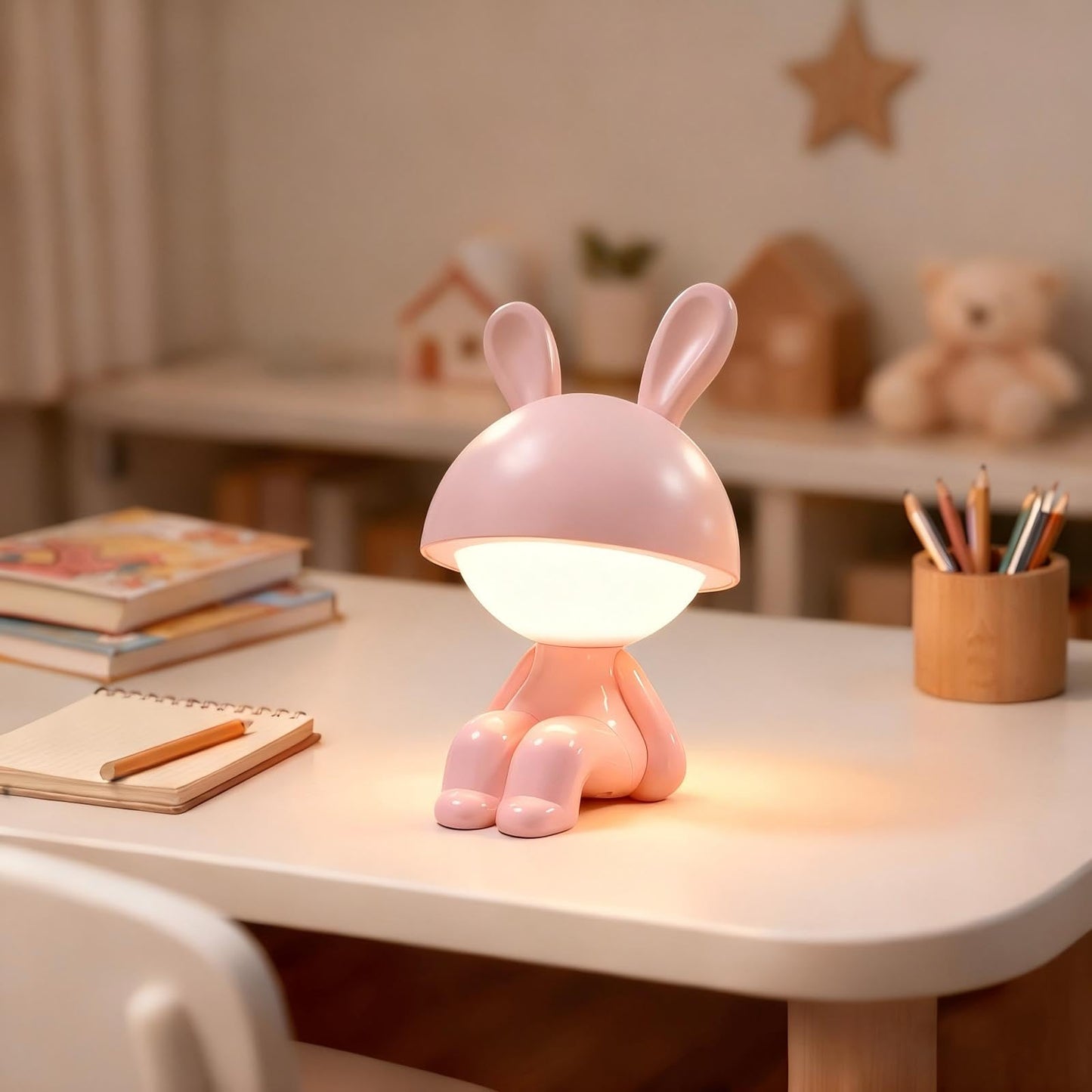 ShonlPin Night Lights for Kids,Rechargeable Table Light,Touch Bedside Lamps,Cordless Dimmable Warm White Light,Baby Nursery,Breastfeeding,Sleep Aid,Bunny Cute Decor Gifts for Newborn Toddler Boy Girls