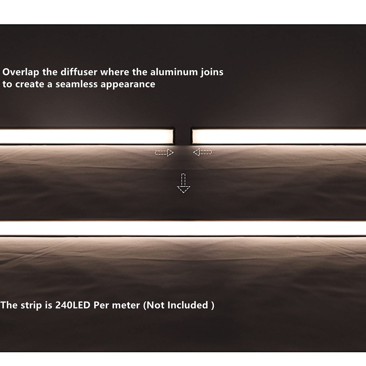 THMOOTHER 6-Pack 16-Inch U Shape Surface Mounted LED Strip Black Channel with Anti UV Diffuser - Versatile Lighting Solution for Elegant Ambiance and Enhanced Illumination