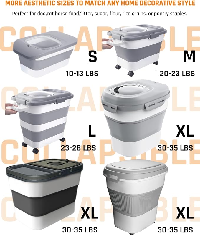 28-30Lbs Dog Food Storage Container, Collapsible Dog Food Container