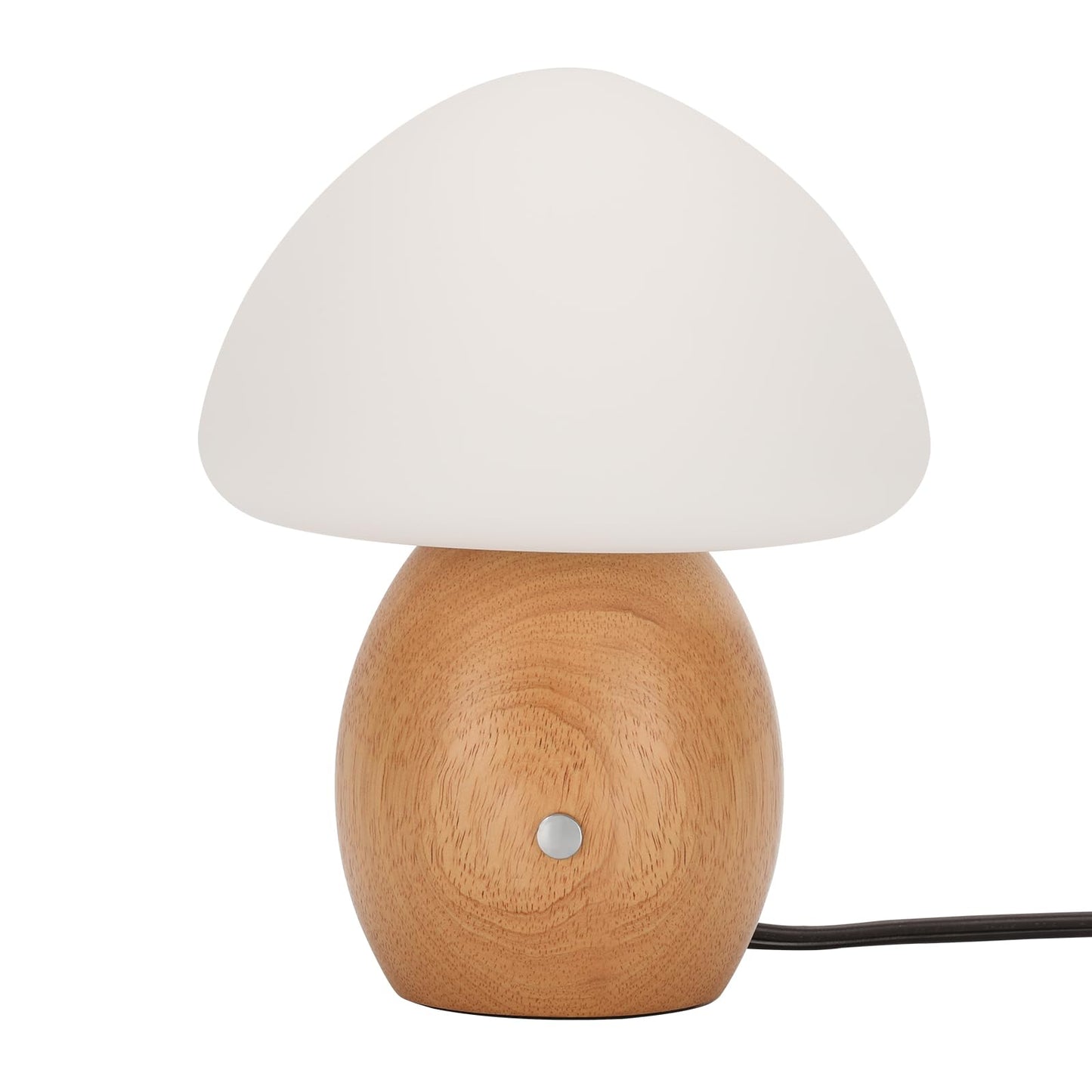 BNYFDC Mushroom Lamp with Touch Control Switch, Small Wooden Table Lamp with Glass Shade, 3 Way Dimmable Nightstand Lamp for Bedroom, G9 LED Bulb Included (Nature Wood&Opal White Glass Shade)