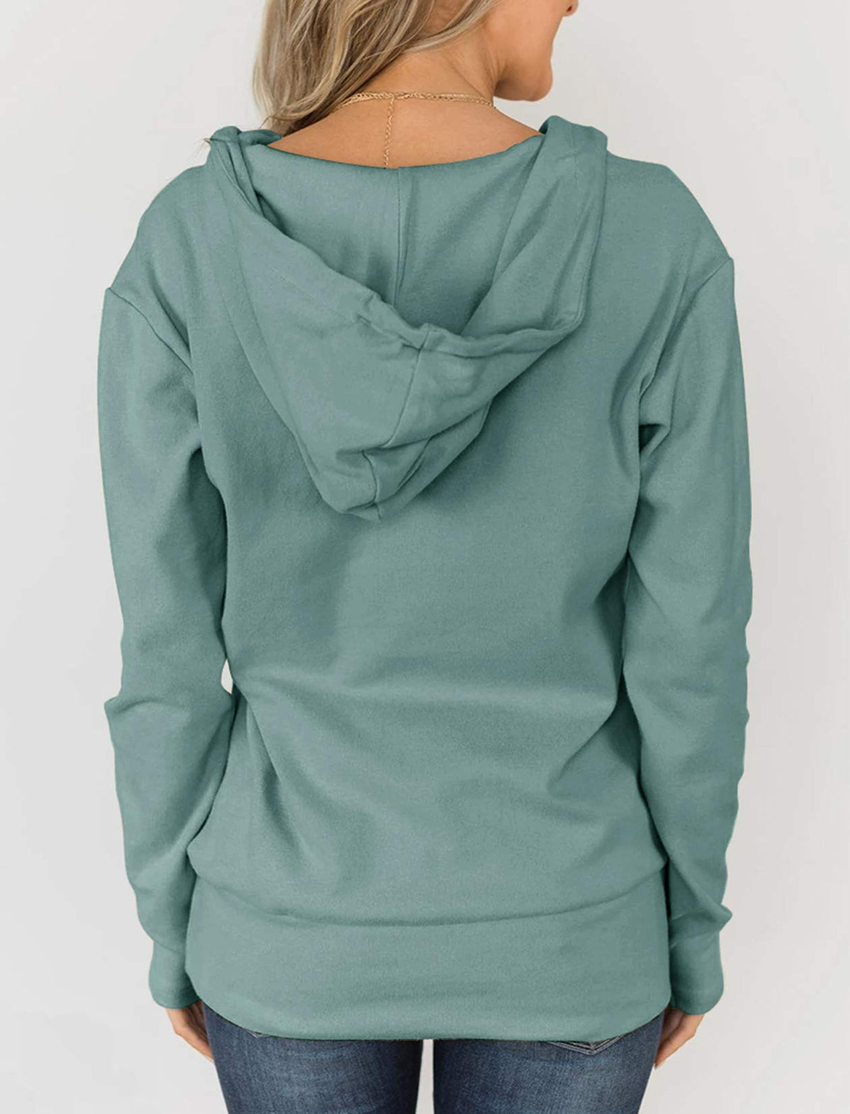 Fallorchid Womens Quarter Zip Pullover Hoodies Casual Long Sleeve Sweatshits with Pocket (Mint, Small)