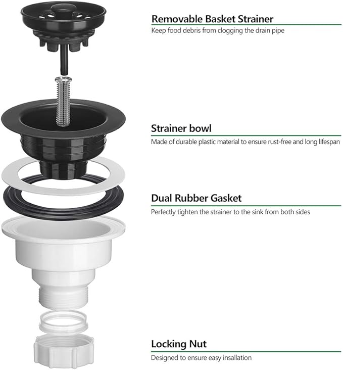 Serene Valley 3-1/2 inch Kitchen Sink Strainer Assembly