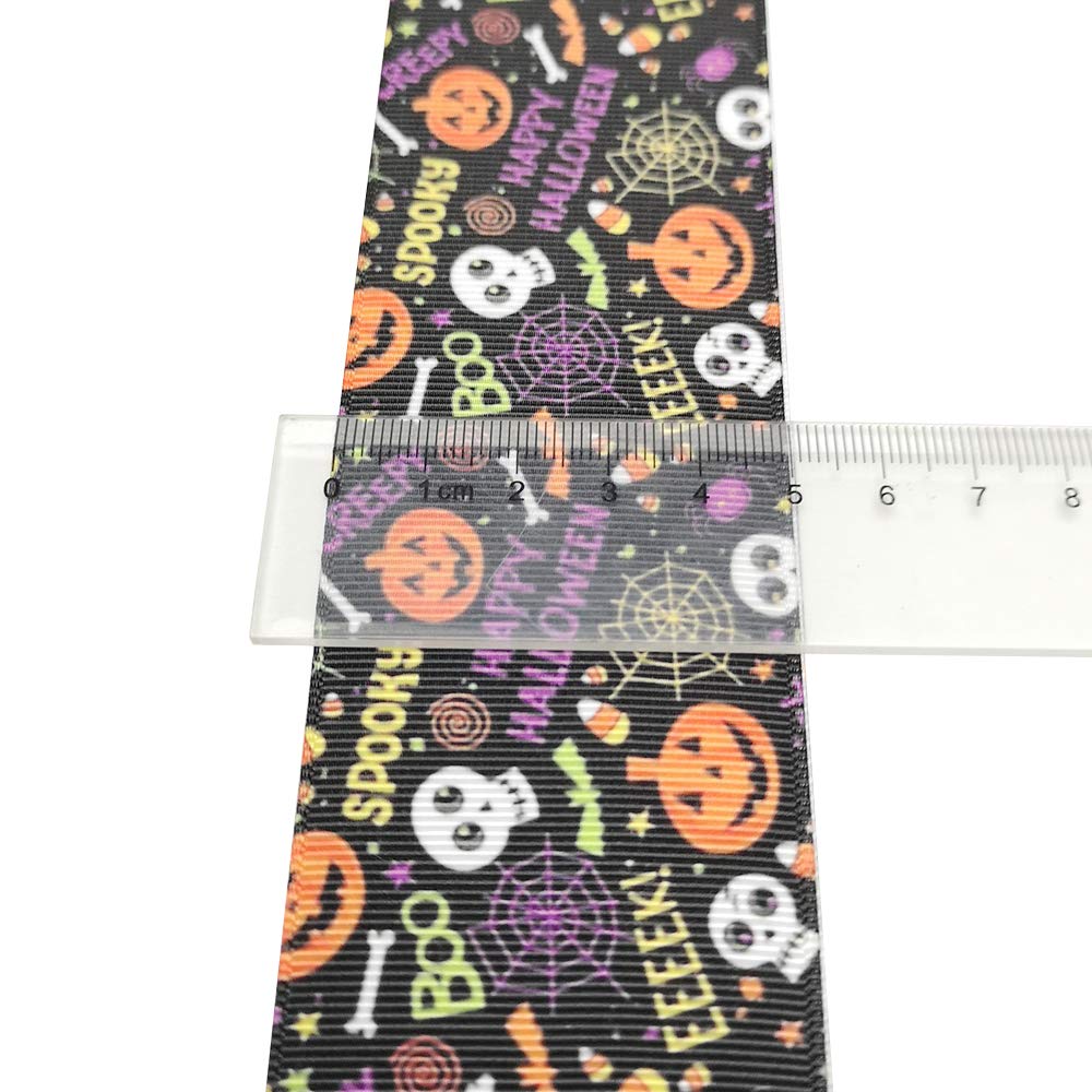 Niangzisewing 12yards Mix Lots 2" (50mm) Wide Halloween Ribbon Appliques Craft Party Decoration Pumpkin Ghost Skull Wizard Bat Cat Grosgrain Ribbons (Halloween, 50mm(2"))