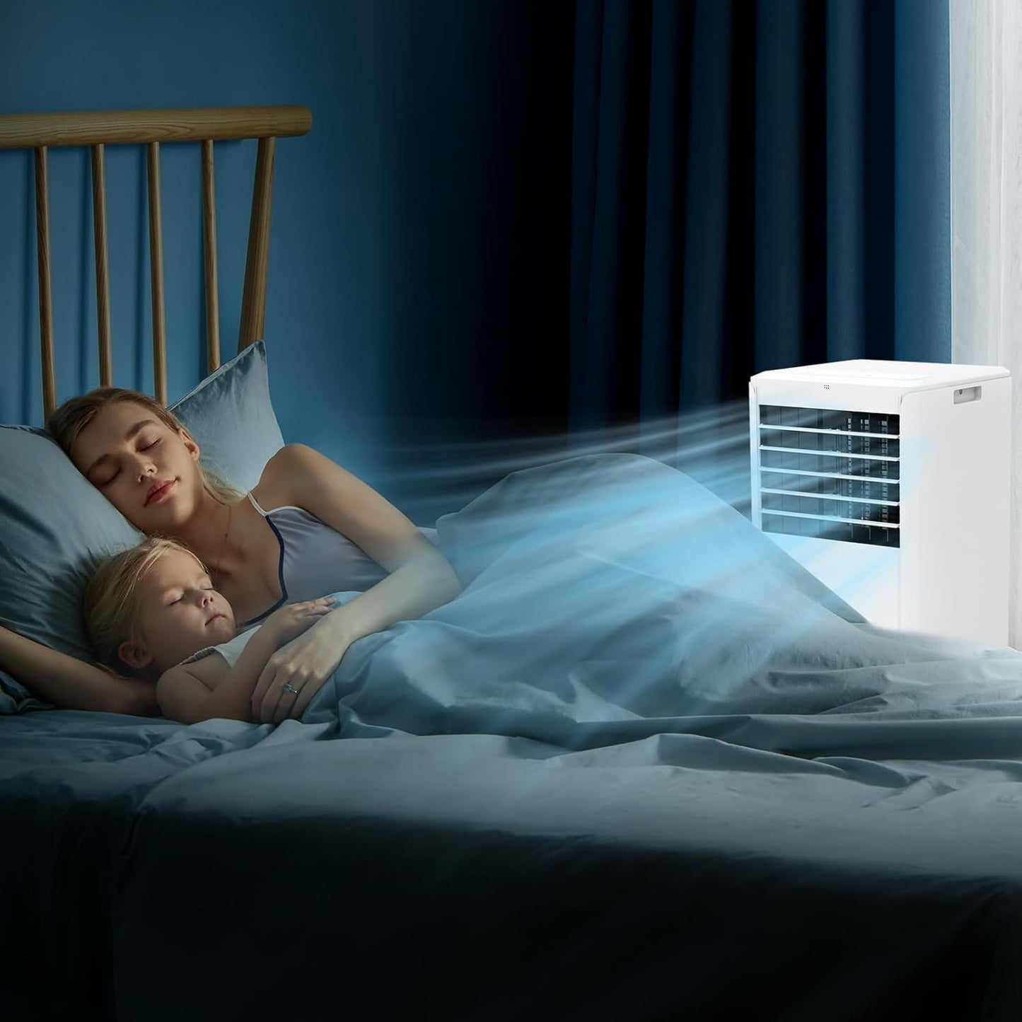 Portable 8000 BTU Air Conditioner with Dehumidifier & Fan – Cools Rooms Up to 300 Sq.Ft, Includes Remote Control for Bedroom, Kitchen, or Office