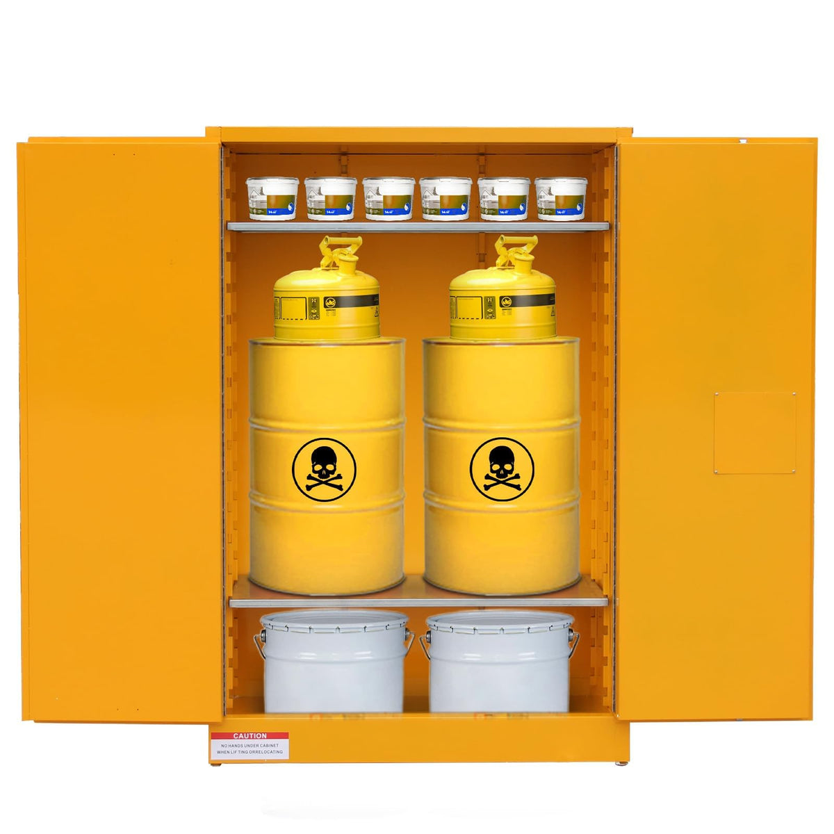 ExploreHorizon 45 Gal Flammable Safety Cabinet, 43" x 18" x 65" Galvanized Steel Flammable Liquid Storage Cabinet with 2 Adjustable Shelves 2 Manual Doors for Industrial Use, Yellow