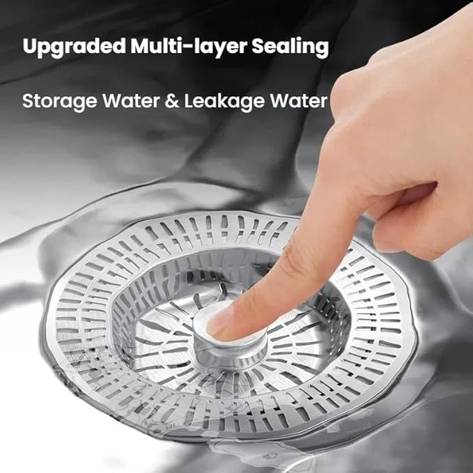 3 in 1 Kitchen Sink Drain Strainer, Universal Stainless Steel Kitchen Sink