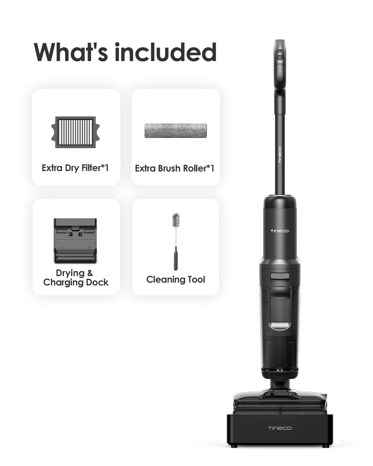 Tineco Floor One S7 Stretch Steam Cordless Wet Dry Vacuum Steam Mop All-in-One, 320℉ HyperSteam, 180° Lay-Flat, Anti-Tangle Design, FlashDry Self-Cleaning, Up to 75 Min Runtime