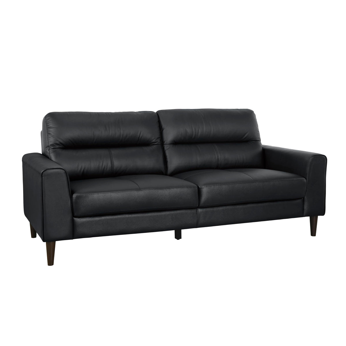 Lexicon Leather Match Couch Sofa, Modern Oversized Sofa, Solid Wood Legs, Top Grain Leather 3 Seater Couch for Living Room, Bedroom, Office, Apartment, Waiting Room, Black
