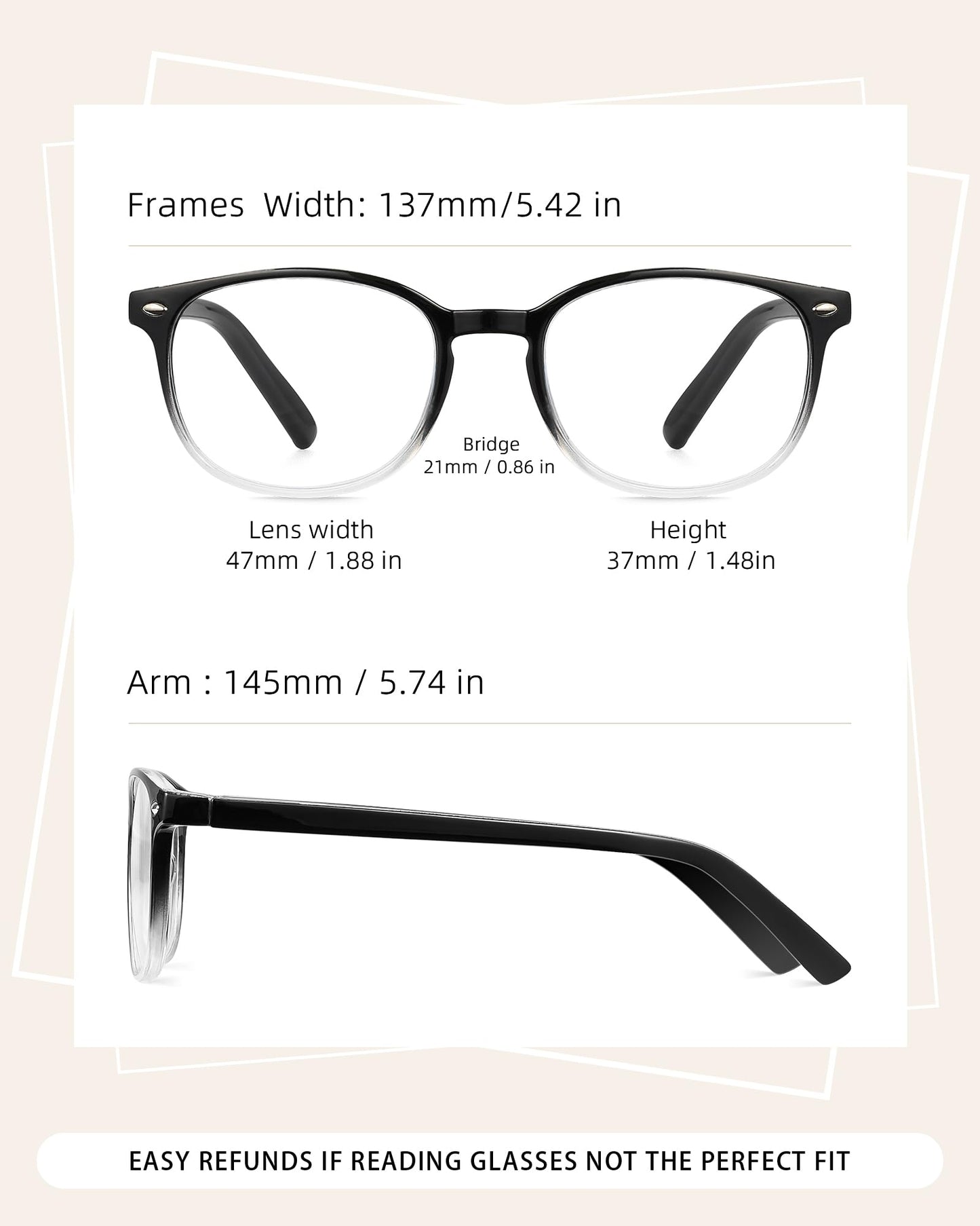 JOLISU 5 Pack Reading Glasses For Women, Blue Light Blocking Computer Reader Spring Hinge Eyeglasses (1.75)