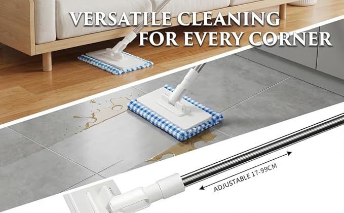 Snap Grip Mini Mop, Zero Touch MiniMop, Disposable Clip Mopstick Reusable Cloths