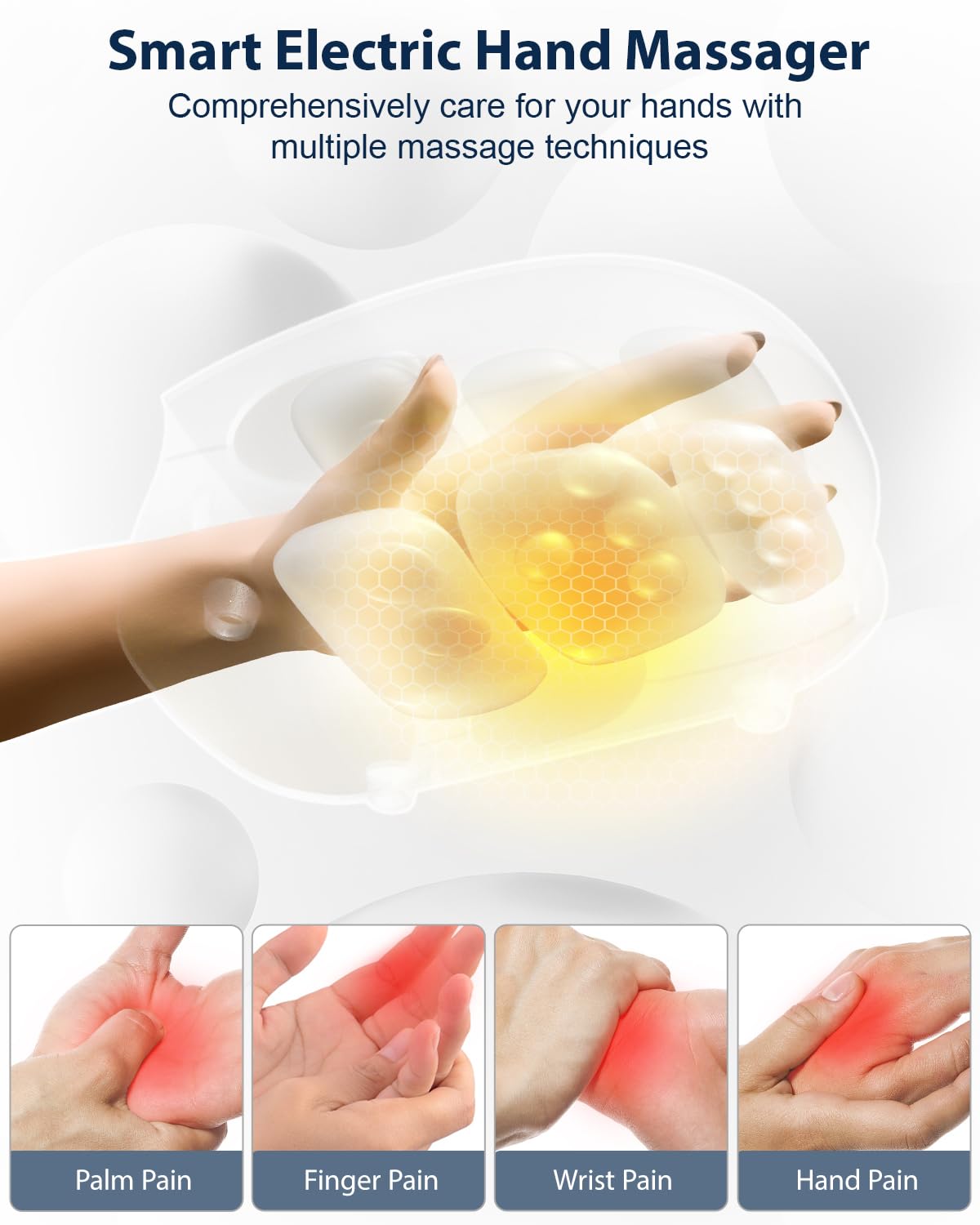 CINCOM Hand Massager - Cordless Hand Massager with Heat and Compression for Arthritis and Carpal Tunnel(FSA or HSA Eligible) (White)