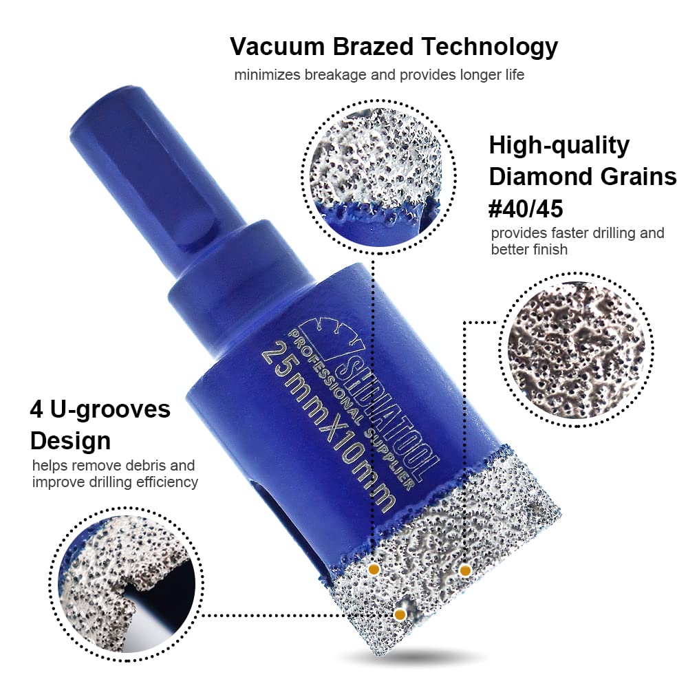 SHDIATOOL Diamond Core Drill Bits for Hard Stone Concrete Marble Granite Brick Laser Welded Dry or Wet Hole Saws