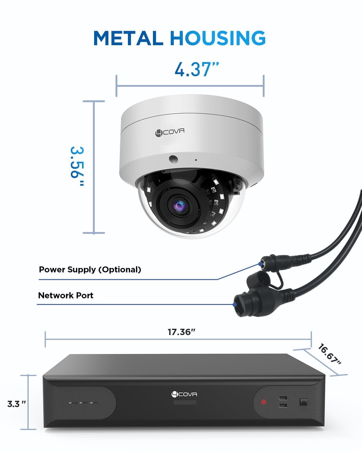 4COVR PoE 64 Channel Security Camera System, Human Vehicle Detection, 48Pcs IK10 Vandal-Proof 5MP Commercial Dome IP Camera IP67 with Mic, 8MP NVR 16TB HDD, 24/7 Business Surveillance, LY54AX5M6448