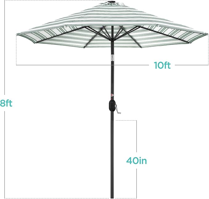 Best Choice Products 10ft Solar Polyester LED Lighted Patio Umbrella w/Tilt Adjustment and UV-Resistant Fabric