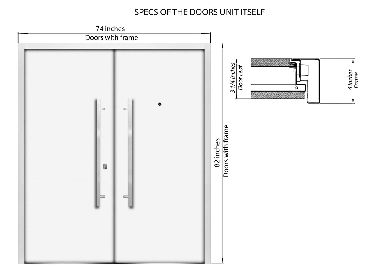 VDOMDOORS Front Exterior Prehung Metal Double Doors/Deux 1755 Black Enamel Tinted Black Glass / 2 Sidelites Exterior Windows/Entry Modern Painted Right Inswing Active Door 104" x 80"