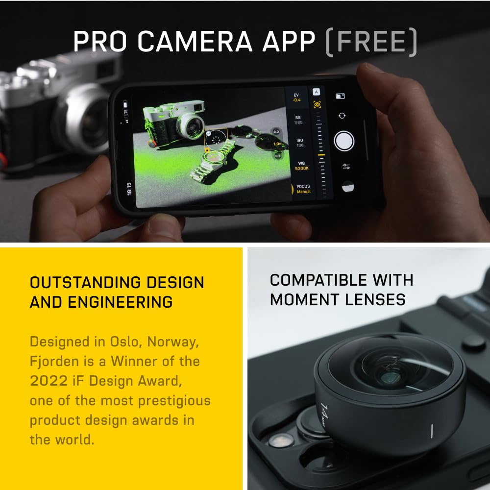 FJORDEN Ultimate Bundle for iPhone 15 Pro - Includes Fjorden Case, Black Rope Strap, and MagSafe Compatible Adapter (Medium) - Shoot Like A Pro with Your iPhone