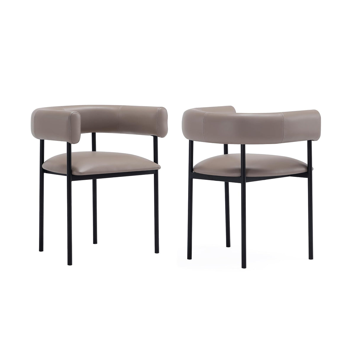 Manhattan Comfort Onda Dining Chair Upholstered in Vegan Leather, Metal Frame with Wraparound Backrest, Modern Seating for Kitchen Counter and Table, Taupe