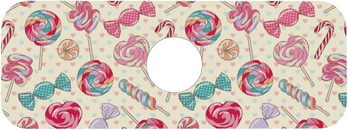 Yummy Colorful Sweet Lollipop Candy Cane Hearts Yellow 15" X 5.5" Kitchen Sink