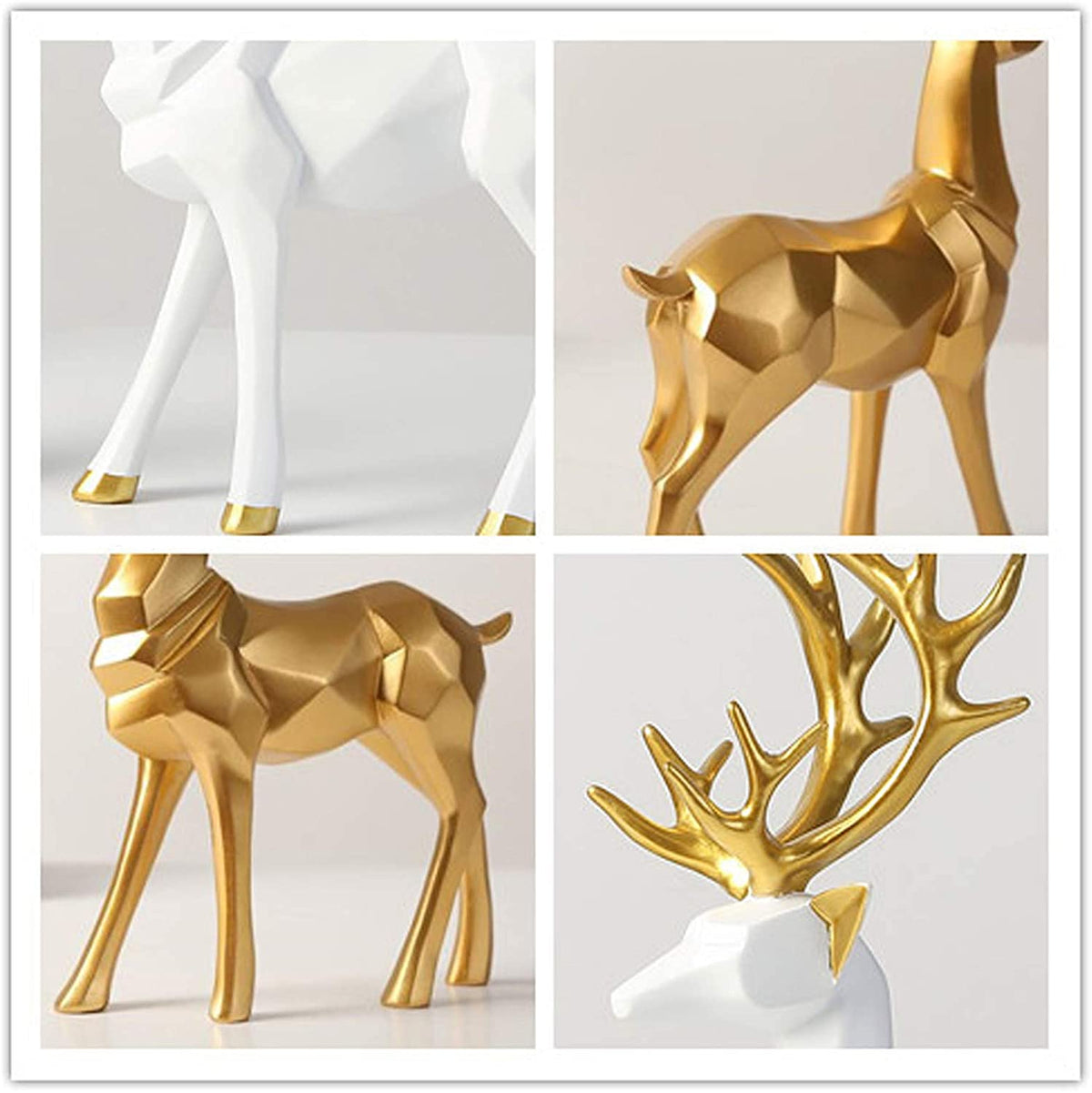 EIUY Nordic Style Origami Elk,Resin Sitting Standing Deer Statues, Creative Craft Reindeer Figurines,Ornaments Living Room TV Cabinet Wine Cabinet Gifts for Home Decoration One Pair (Black)