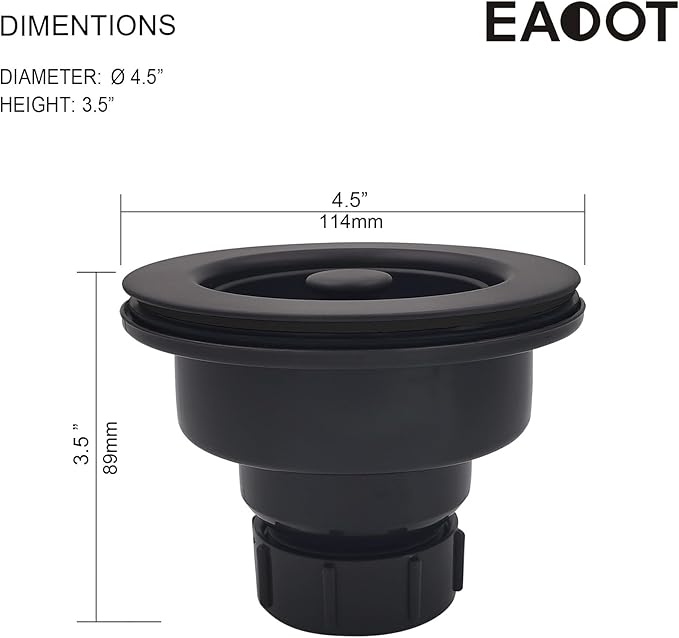 3-1/2 Inch Polymer Black Sink Drain Assembly