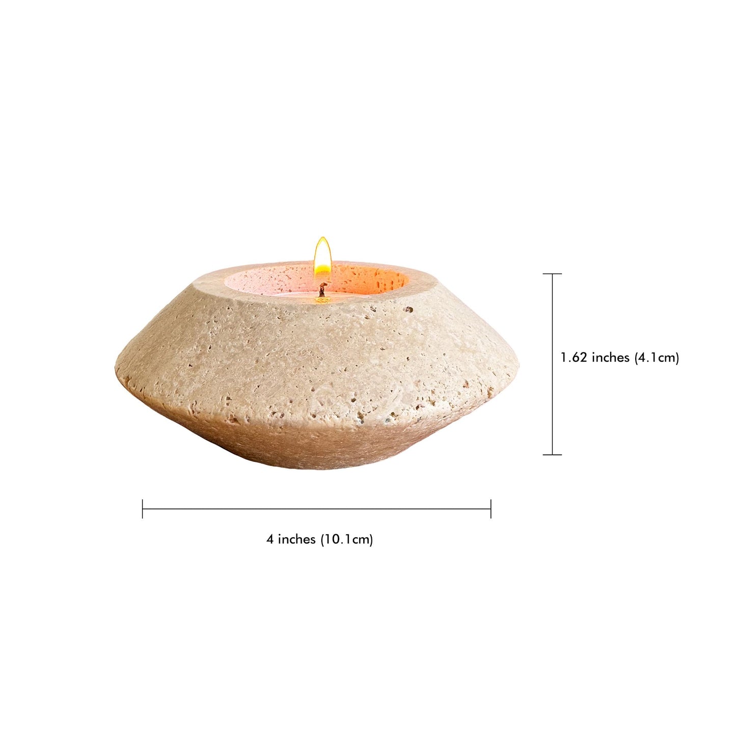 ELEMNTS Travertine Tealight Candle Holder, Decorative Natural Stone Home Decor, Beige