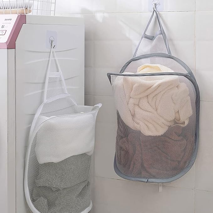Mesh Collapsible Small Wall Laundry Baskets,Hanging Laundry Hamper,for Hotel