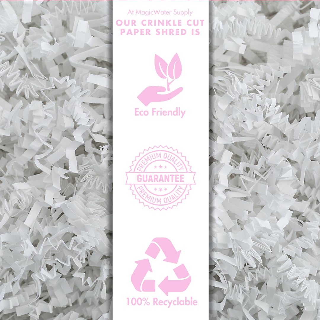 MagicWater Crinkle Cut Paper for Gift Baskets - 2LB White - Perfect for Shredded Paper Filler, Basket Filler, Gift Boxes, Bridesmaid Gifts, Christmas Stuffers & More – Ideal for All Occasions