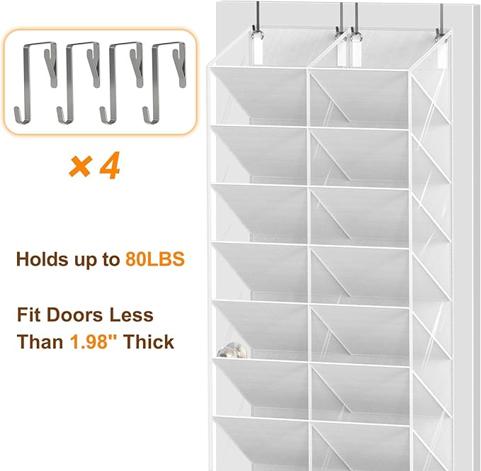 20-30 Pairs Over the Door Shoe Organizer, 10-Tier Door Shoes Rack, Handing