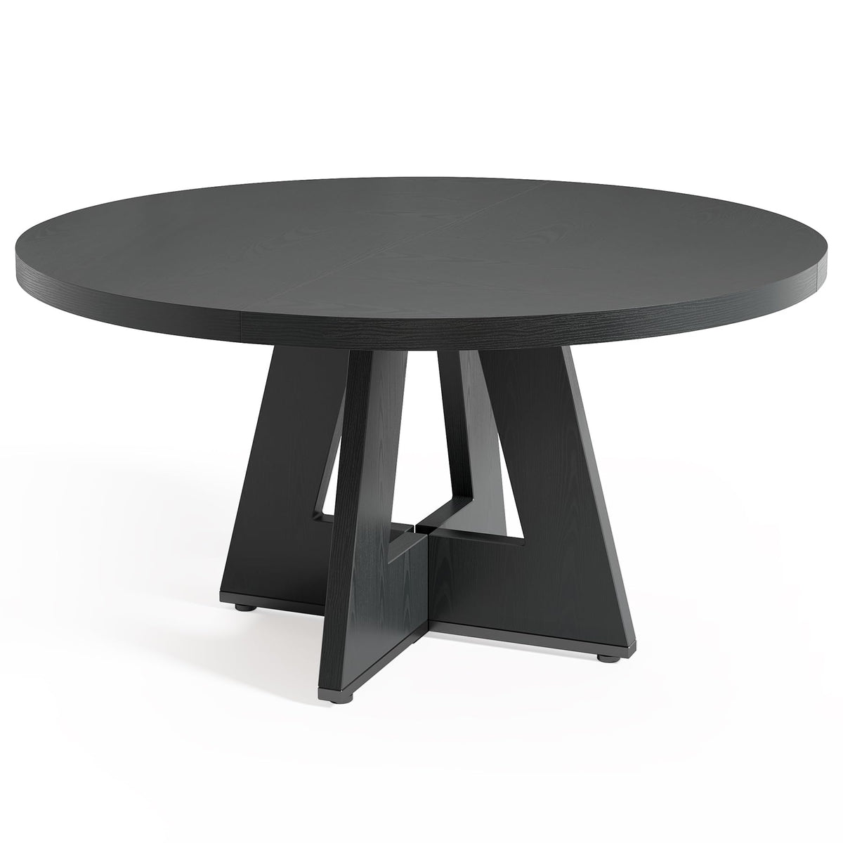 LITTLE TREE Round Dining Table for 4-6 People, 47 Inches Dining Room Table with Wooden Pedestal Base, Black Dinner Tables, Circle Kitchen Tables for Dining Room, Kitchen, Living Room