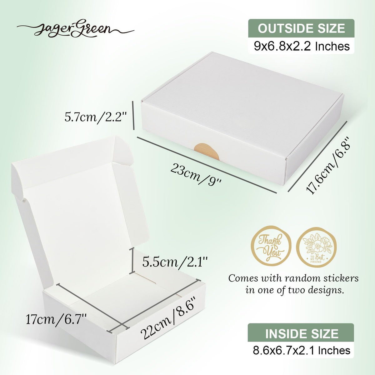 JAGERGREEN White Gift Box with Lid, 8.6x6.7x2.1 Inches Small Collapsible Gift Boxes with Seal Stickers for Birthday, Valentine’s Day, Bridesmaid Proposal, Wedding, Party Favor, Presents (Pack of 10)