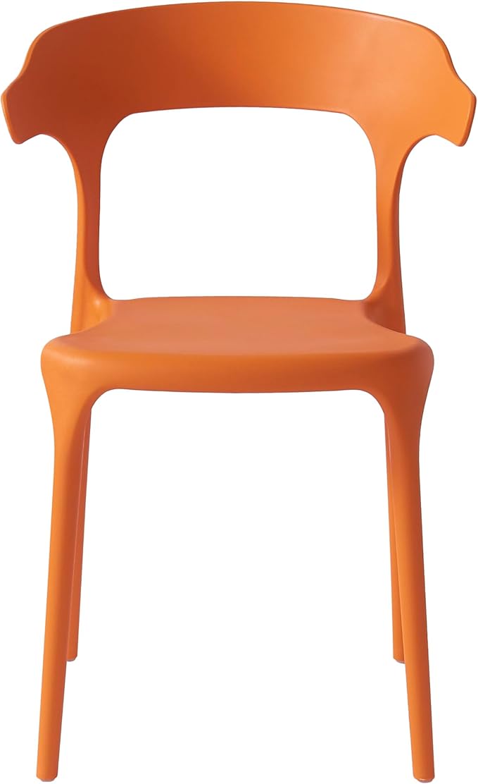 Modern Stackable Dining Chair Set, No Assembly, Plastic Chair, Patio Chair, Suitable for Indoor and Outdoor Cafes and Restaurants, Set of 4 (Orange)