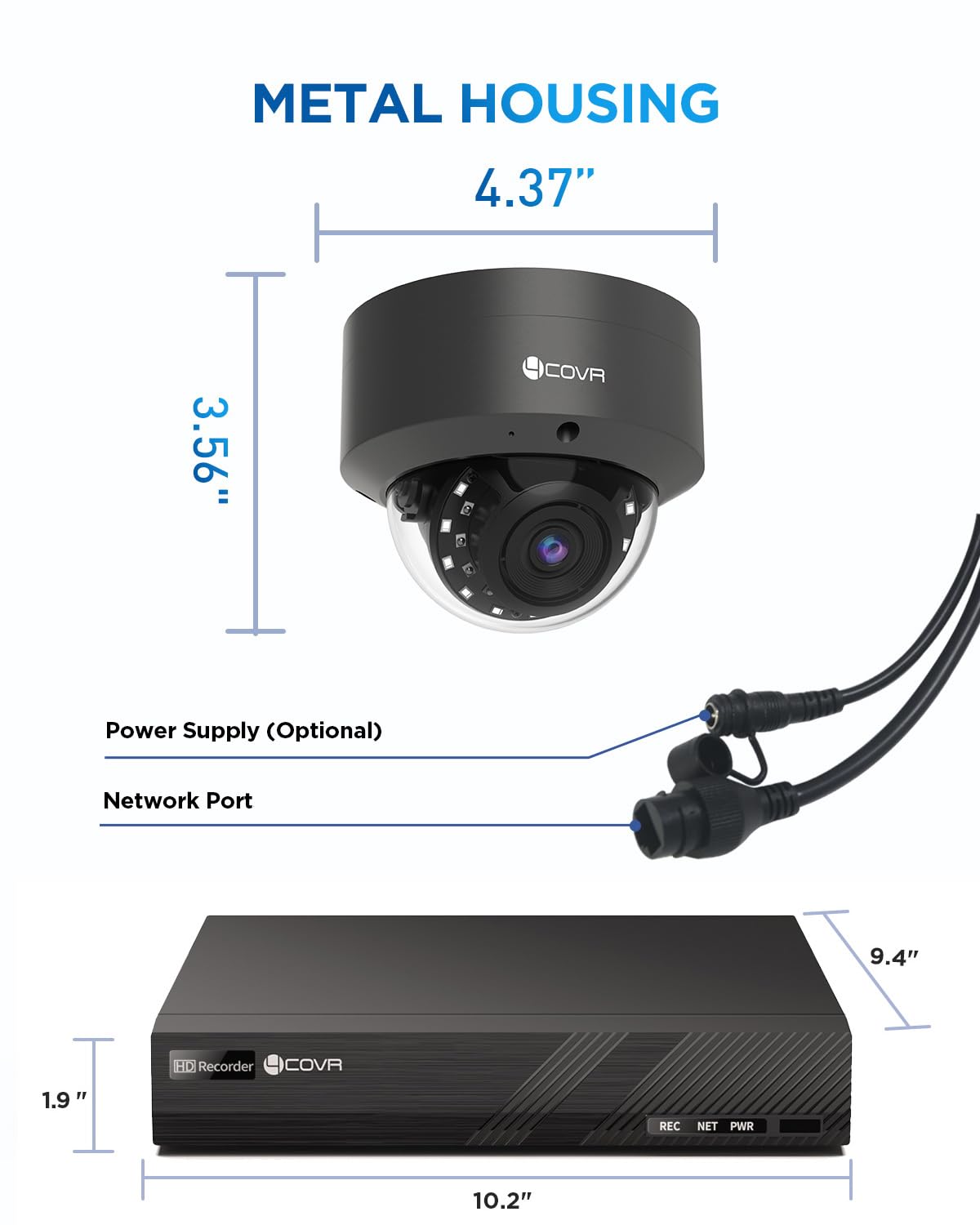 4COVR 4K PoE Security Camera System, AI Human Vehicle Detection, 4Pcs 8MP IK10 Vandal-Proof Dome IP Camera with Mic, 8CH 8MP H.265 NVR with 2TB HDD, IP67 Home Weatherproof Outdoor, LY54AB8M0804