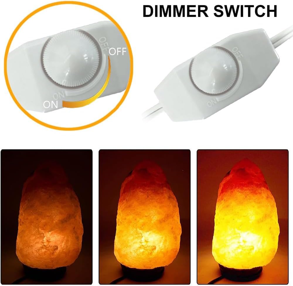 SCOMX White Himalayan Salt Lamp Cord, Dimmer Switch,Christmas Bulb,Salt Lamp Cord with Dimmer Control and Base Assembly,5 Feet,E12 Base for Himalayan Salt Lampsand with six Free 7-15W Bulbs (1)