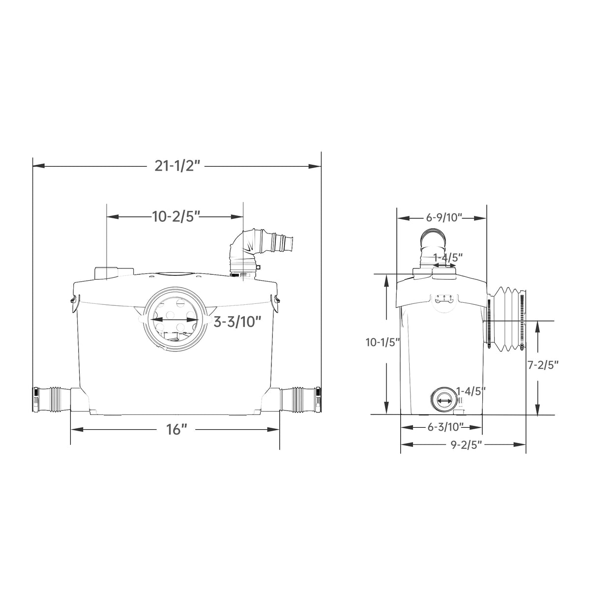 SUPERFLO Upflush Toilet for Basement with 600W Macerating Toilet System & Silent Toilet Pump for Macerator Toliet, Sink & Tub(Include Extension Pipe)