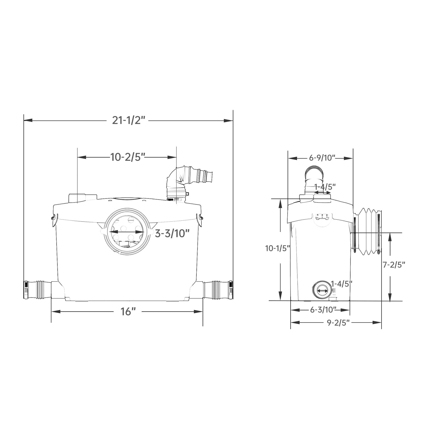 SUPERFLO 750W Macerating Toilet System Powerful Macerator Toilet Pump with 4 Water Inlets for Toilets, Sink & Shower, Upflush Toilet for Basement, Garage & Small Bathrooms - Easy Installation