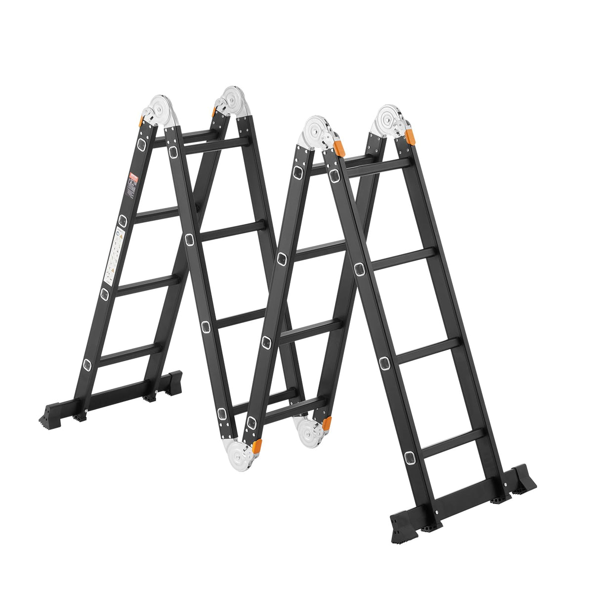 VEVOR Multi-Purpose Folding Ladder, 7-in-1 Tall Extension Step Ladder, A Frame 4 Step with Scaffolding Plank Telescoping Ladder, 15.5ft Reach Height Heavy Duty, 330 lbs Capacity for Home Outdoor