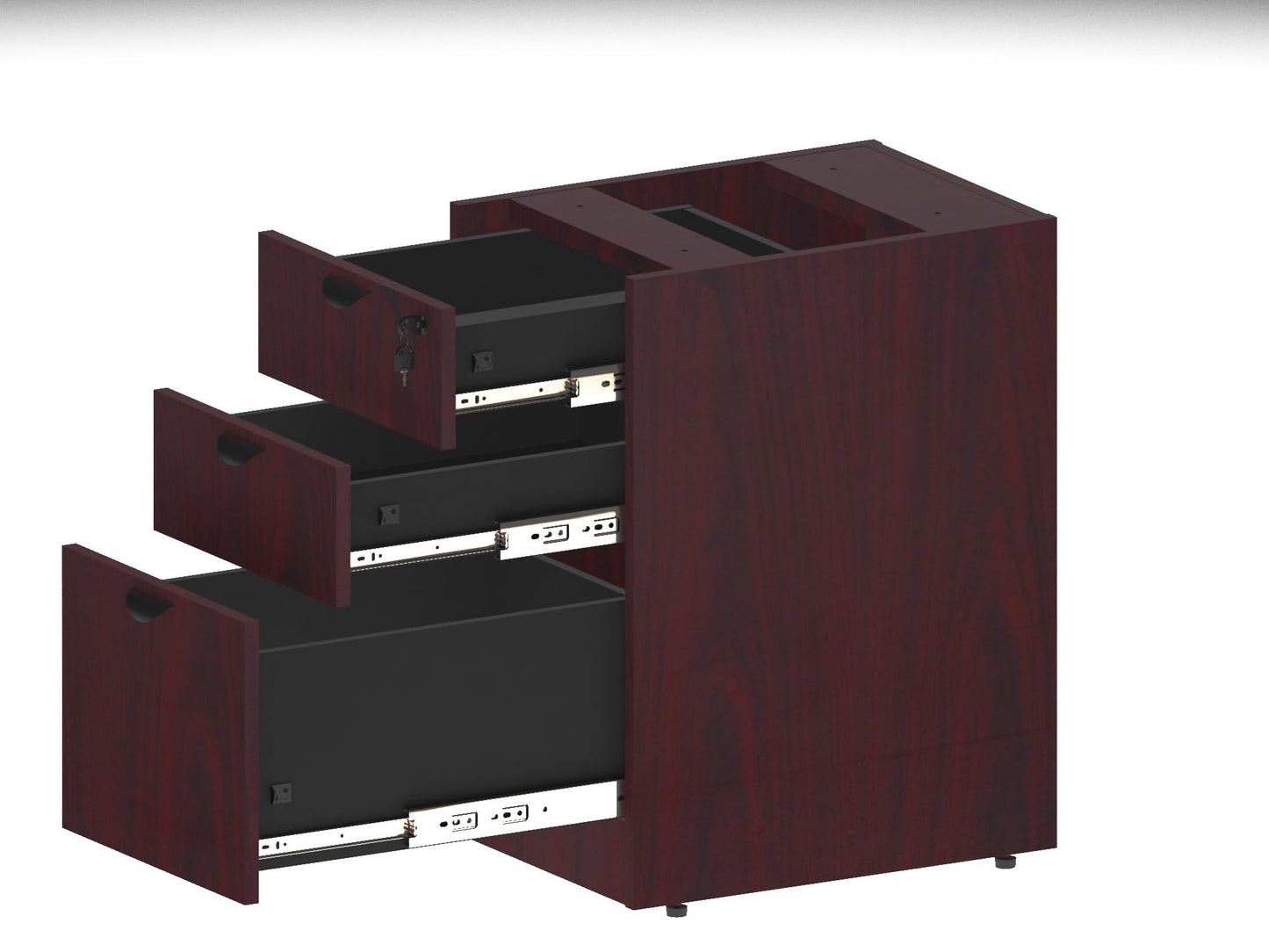 Boss Office Products Holland 71" Executive Desk and Credenza with Dual File Storage Pedestal and Hutch, Mahogany