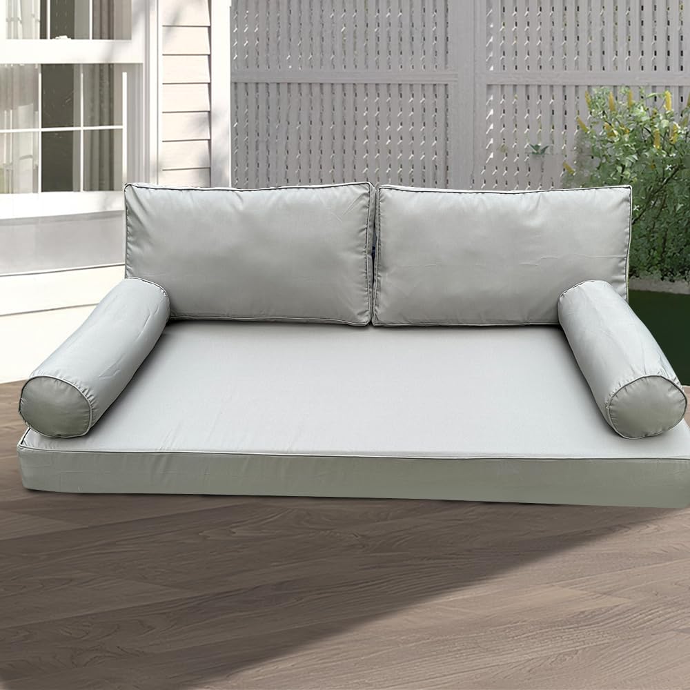 YAQSFGRZ Outdoor Daybed Cushion Cover Twin,Daybed Mattress Bolster Pillow Fitted Sheet Cover,Twin Size Outdoor Daybed Cushion Cover(Cover ONLY Size 6" D x 75" W x 39" H, Dark Blue with White Trim