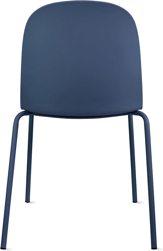 2xhome Parent Modern Stackable Armless Dining Chair | Plastic Shell Seat with Metal Legs | Indoor or Outdoor Use | Home Kitchen Patio (4, Blue, Padded Seat)