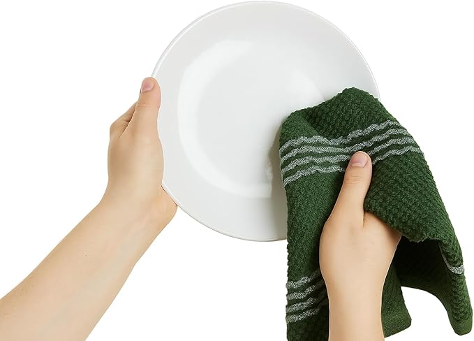 Serafina Home Dark Forest Green Kitchen Hand Dish Towels: Oversized 18" x 28"