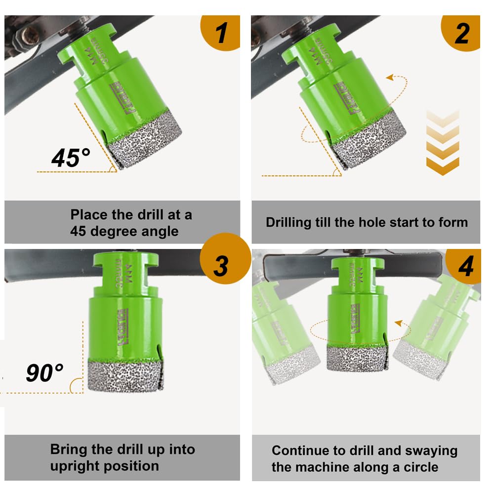 FACHLICH 4" 5" Diamond Core Drill Bits Set and 4.5" Diamond Cutting Grinding Blade for Porcelain Ceramic Tile Marble Granite etc